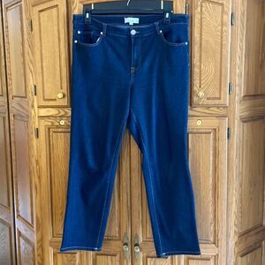 ELOQUII Essentials Mid Rise Cropped Dark Wash Jeans